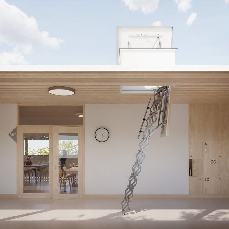 Henke Dachdecker für Stadthagen - Roto Flachdachausstiege neu aufgelegt - Neue Generation der Flachdachausstiege bei Roto Treppe.